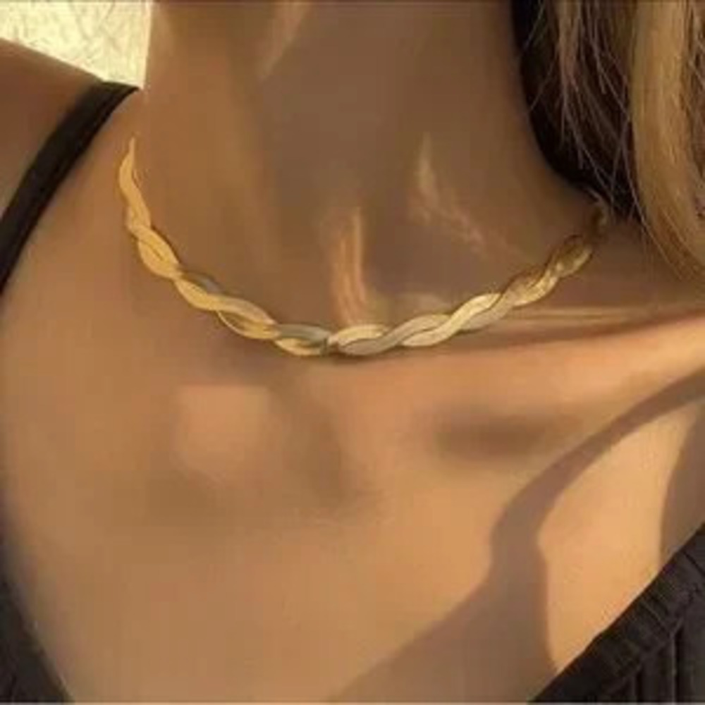 Gold Plated Stainless Steel Knitted Necklace